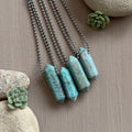 Russian Amazonite Pendant Necklace – Crystal Point & Steel Chain