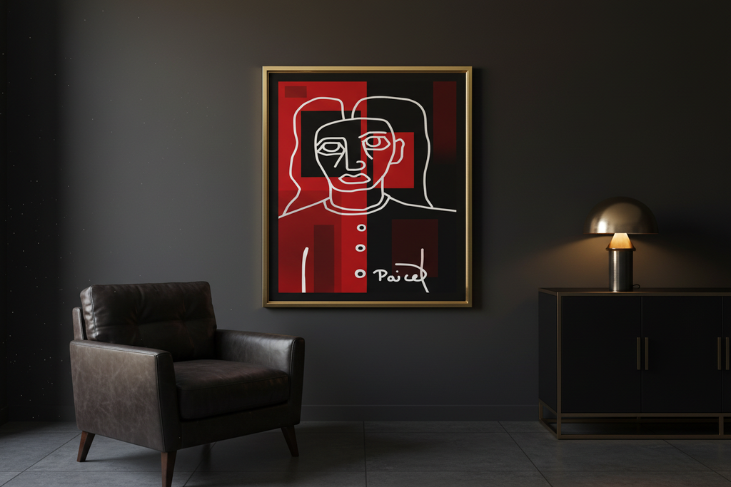 Red Woman - Gold Frame Landscape
