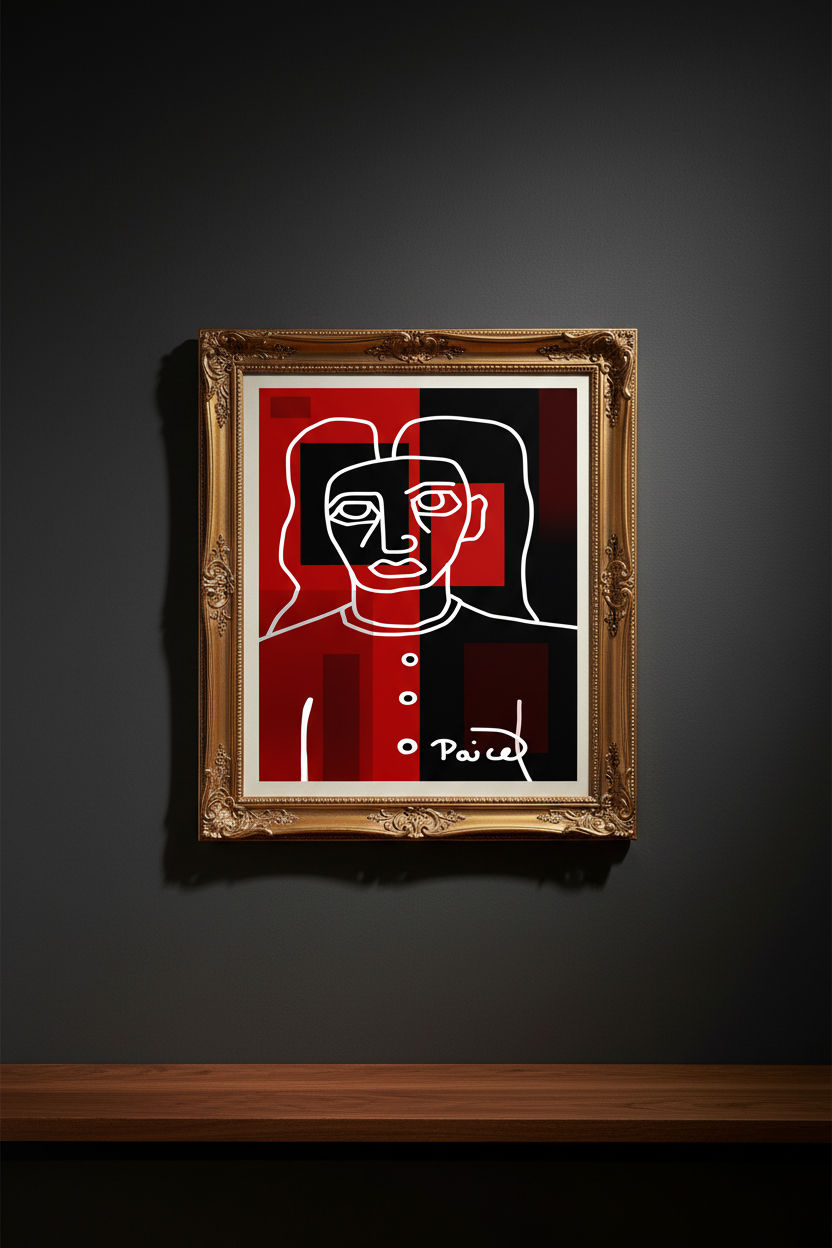 Red Woman - Gold Frame Portrait