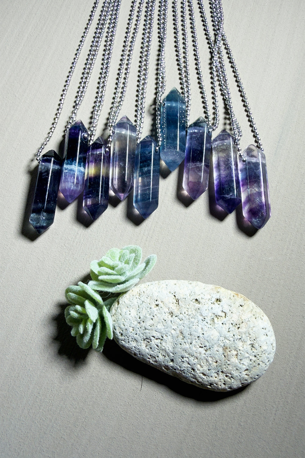Rainbow Fluorite Micro Pendant Necklace