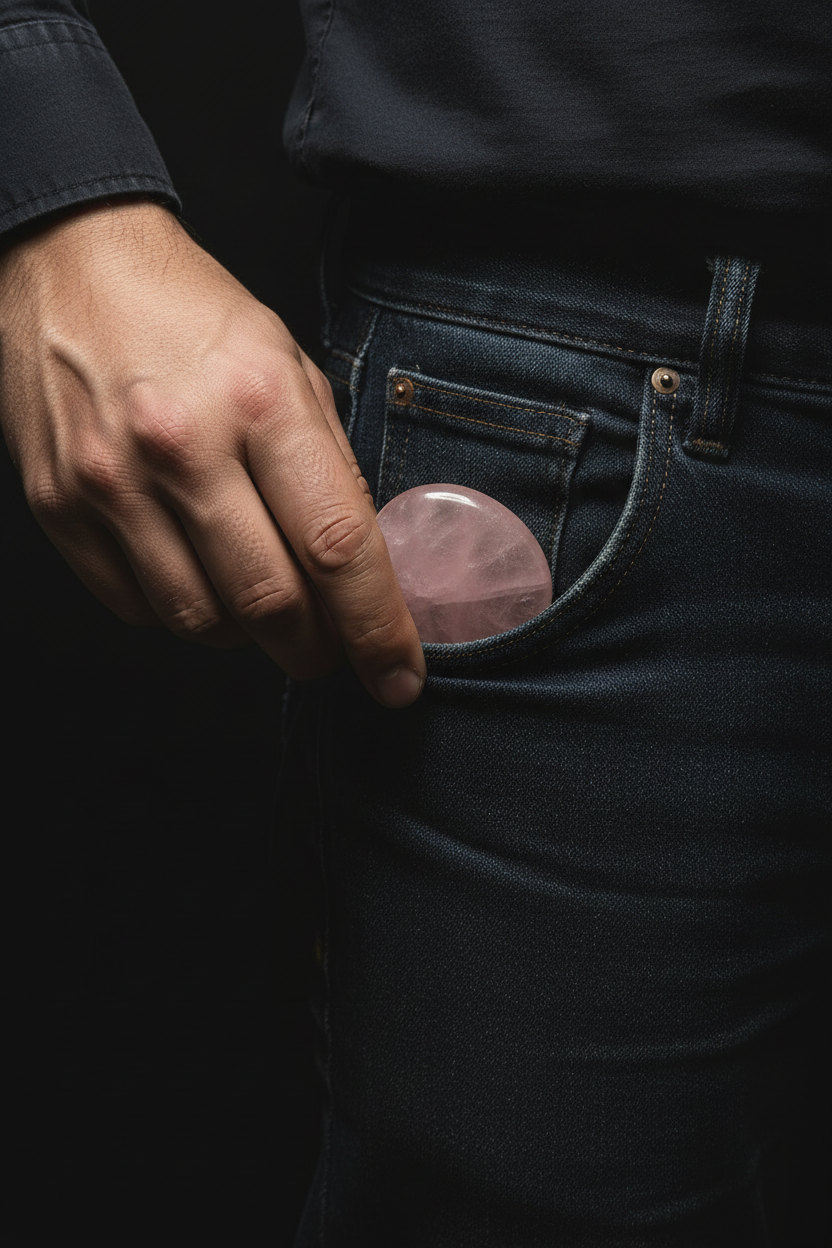 Rose Quartz Palm Stone Lifestyle