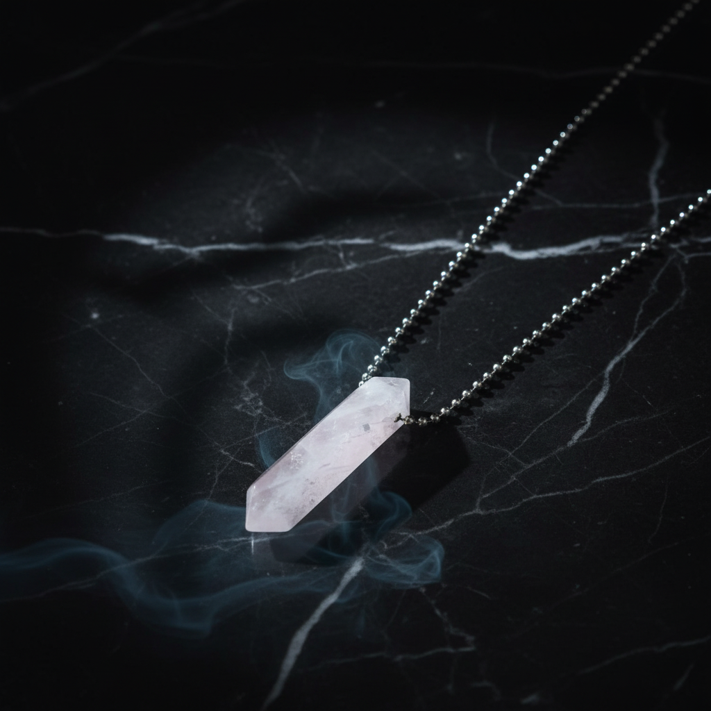 Rose Quartz Pendant on Dark Marble