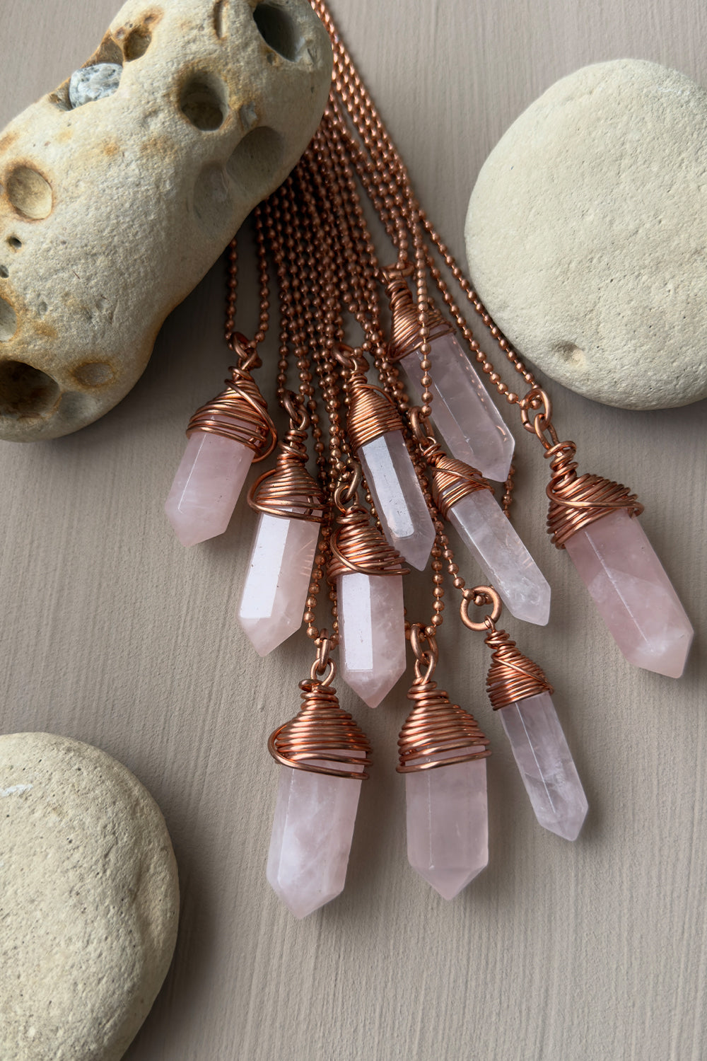 Rose Quartz Point Necklace