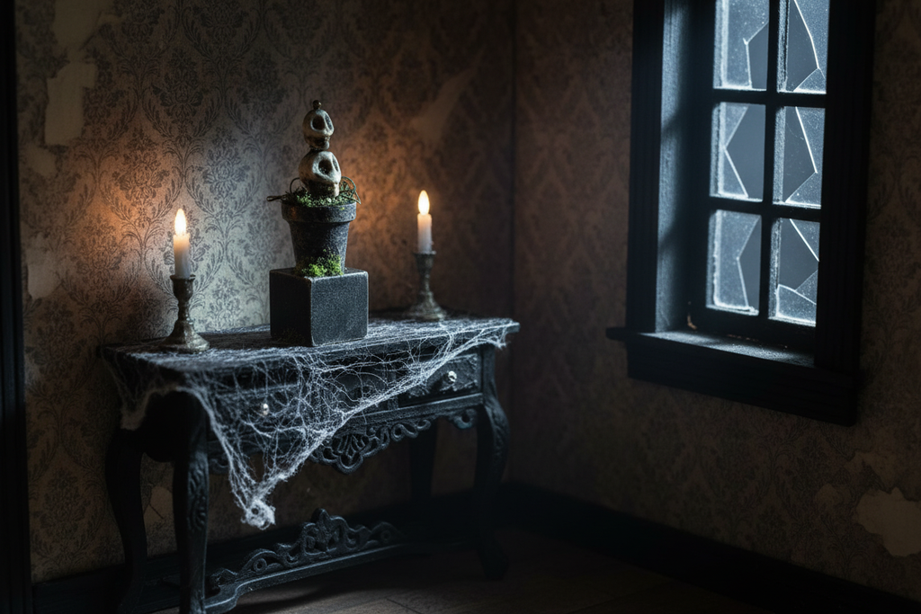 Skull Topiary in Haunted Dollhouse
