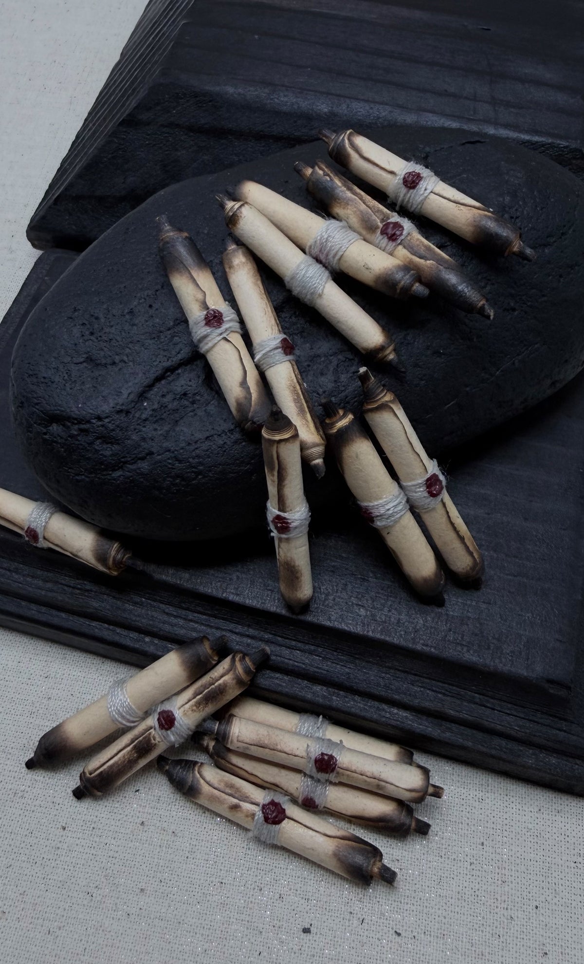 The Missive — 1:12 Miniature Burnt Scroll Set