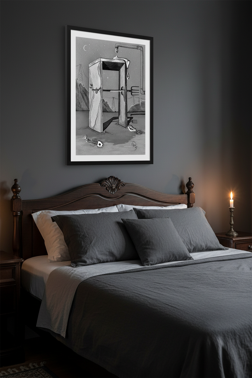 Surrealist Print — Dark Bedroom