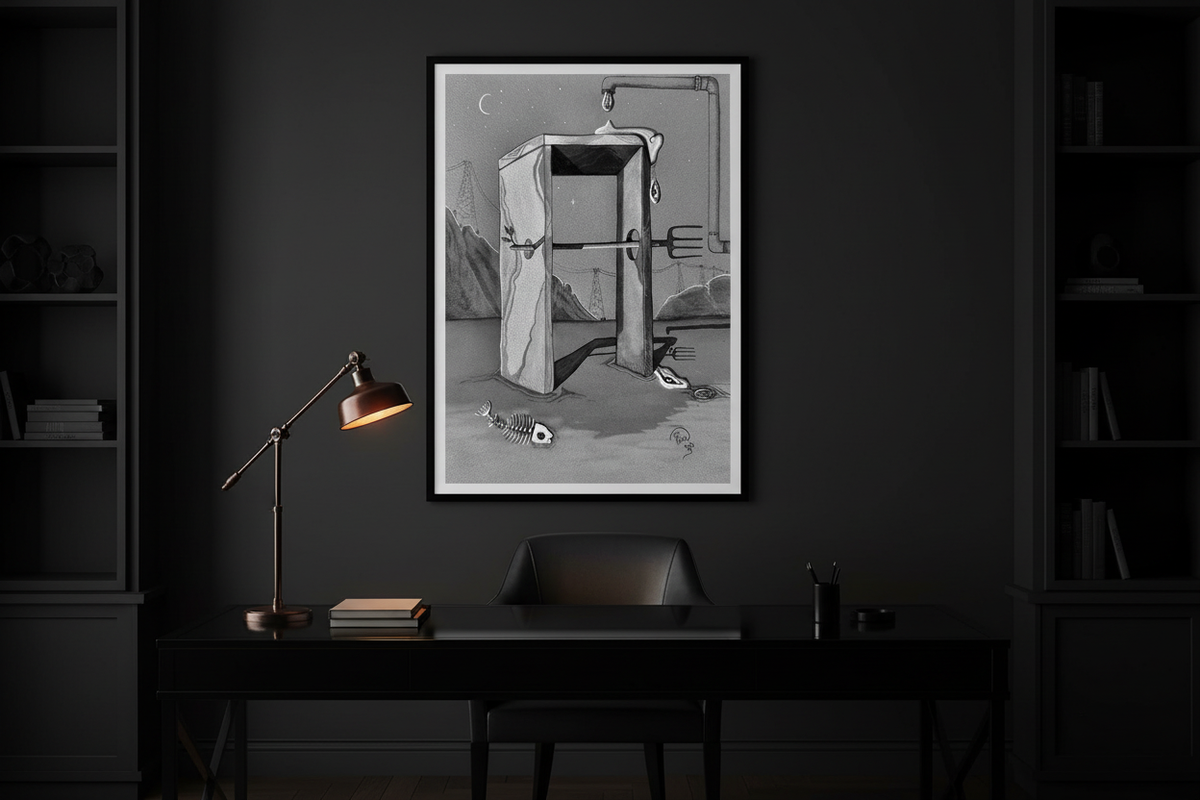 Surrealist Print — Dark Office